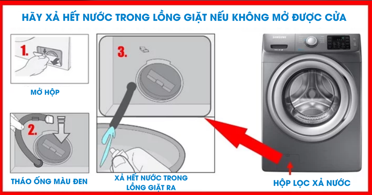 Các bước vệ sinh bộ phận xả nước của máy giặt samsung