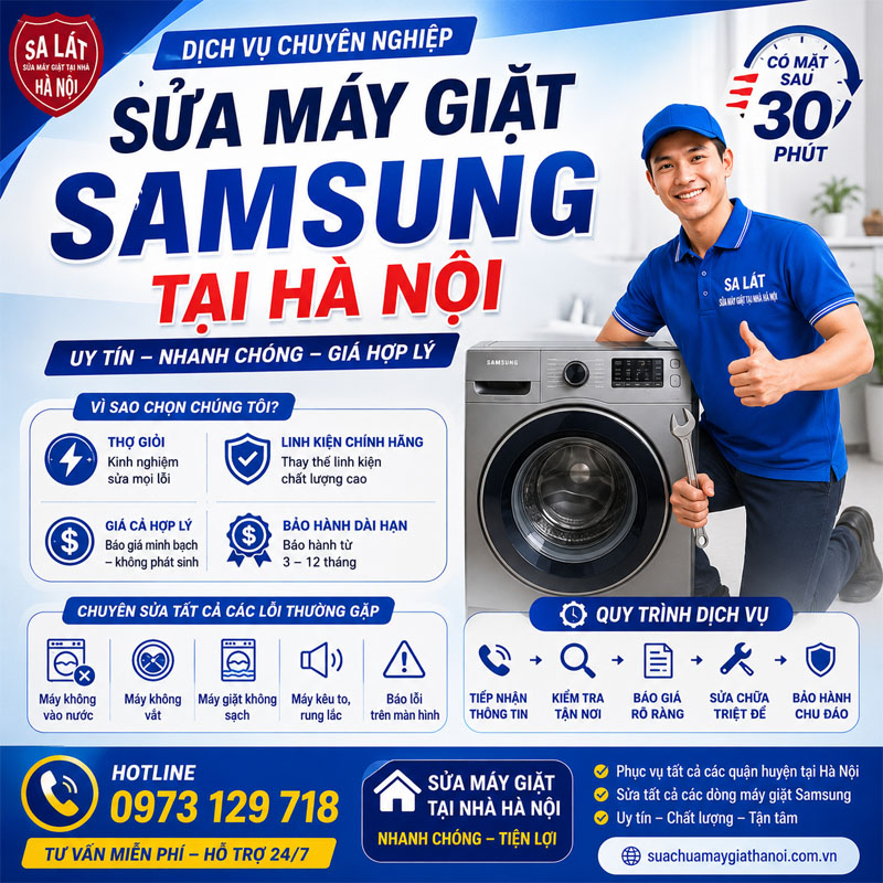 Sửa Máy Giặt Samsung Tại Hà Nội Giá Rẻ, Uy Tín | Thợ Sa Lát