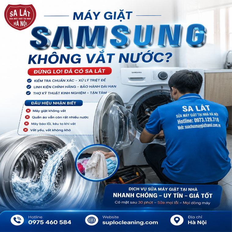 Máy Giặt Samsung Không Vắt Nước 👉 Sửa Tại Nhà Chỉ 15 Phút