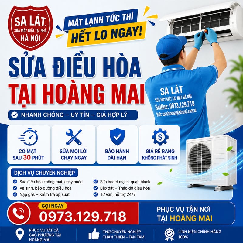 Sửa Điều Hòa Tại Hoàng Mai: Thợ 5 Sao, Có Mặt Sau 15 Phút