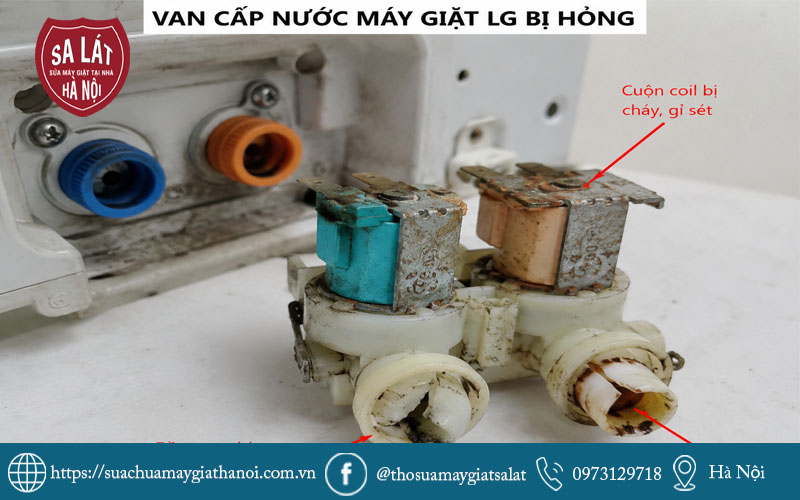 Van cấp nước máy giặt LG bị hỏng gây lỗi không cấp nước