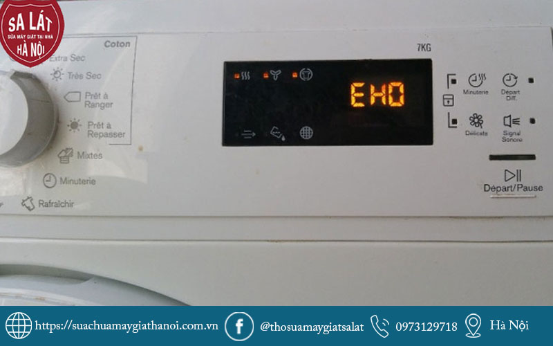 Máy giặt Electrolux báo lỗi EHO  xuất hiện trên màn hình, cảnh báo sự cố về nguồn điện cấp