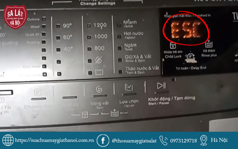 Màn hình hiển thị máy giặt electrolux lỗi e5c nhấp nháy liên tục khi người dùng khởi động máy
