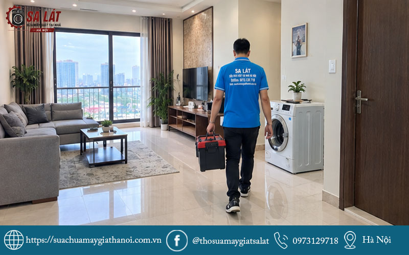 Thợ kỹ thuật Sa Lát chuyên nghiệp mang đồ nghề phục vụ tận tâm trong không gian sống cao cấp